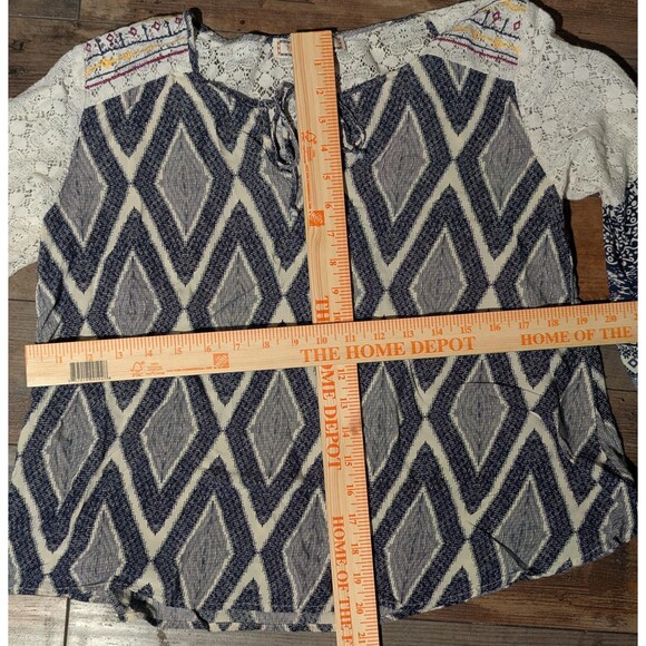 Flying Tomato L Bohemian Mixed Print Lace Blouse - Picture 4 of 5